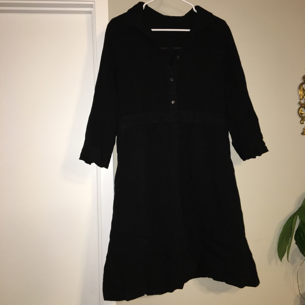 Black linen dress
